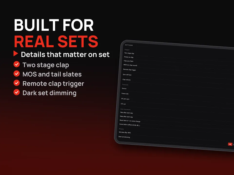Built for real sets: True-Slate settings on iPad