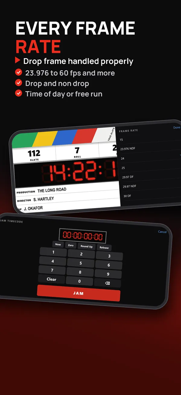 Every frame rate: drop frame handled properly, drop and non drop, time of day or free run.